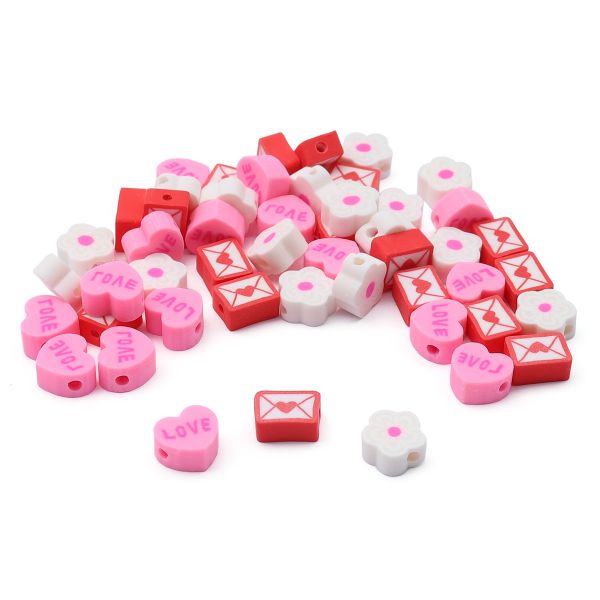 Бусины полимерная глина набор Любовное послание, 50 шт, Astra&Craft, ZZ1339-1