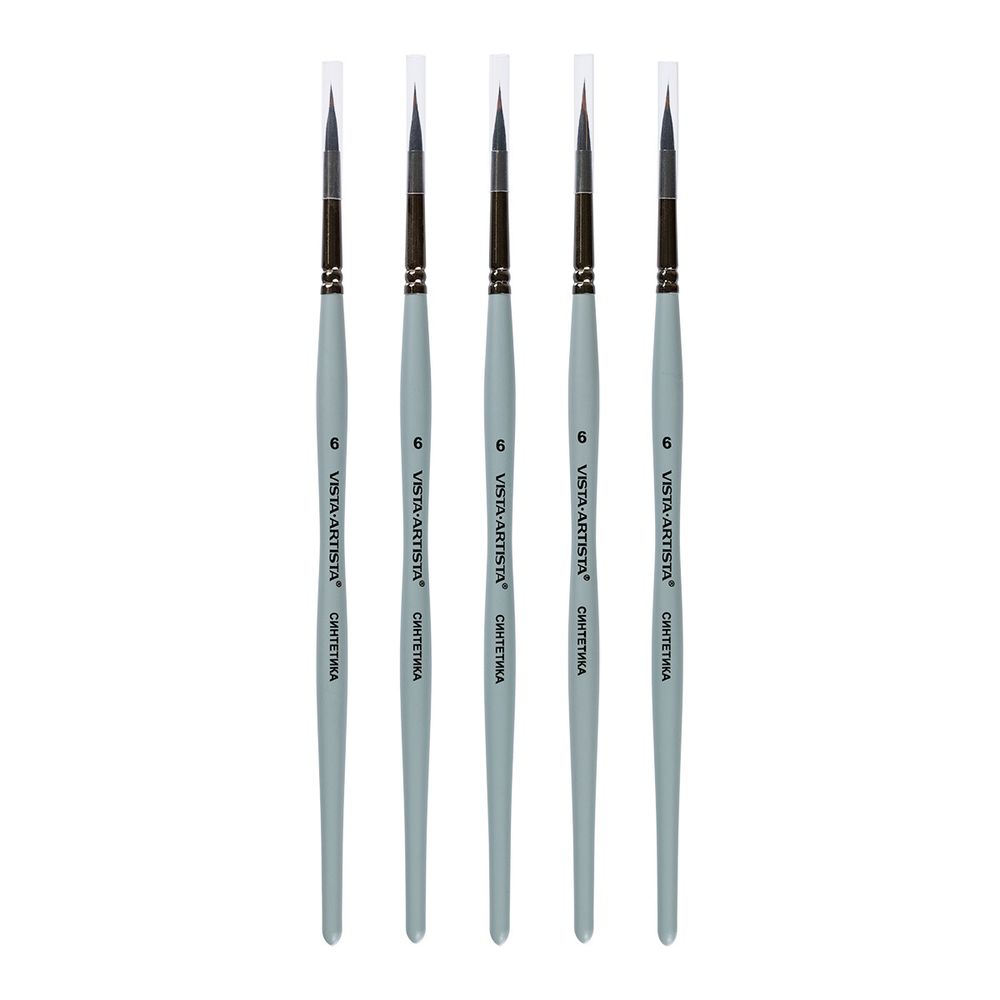 Кисть синтетика лайнер, 5 шт, короткая ручка, с резервуаром №06, 90336