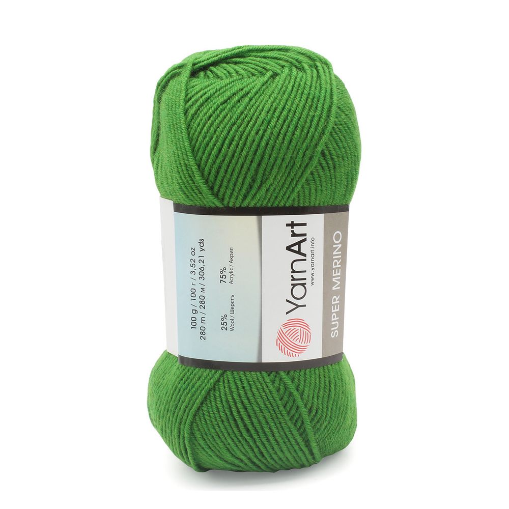 Пряжа YarnArt (ЯрнАрт) Super Merino / уп.5 мот. по 100 г, 300м, 6574 зеленый