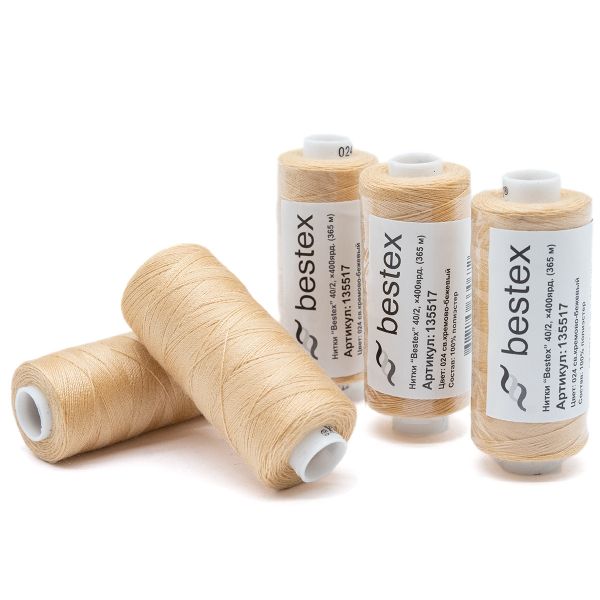 Нитки швейные бытовые Bestex 40/2, 365 м (400 ярд) / 10 кат., 024 светло-абрикосовый