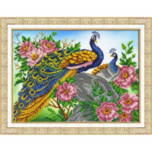 Набор для вышивания бисером Паутинка, Павлины 38х28 см