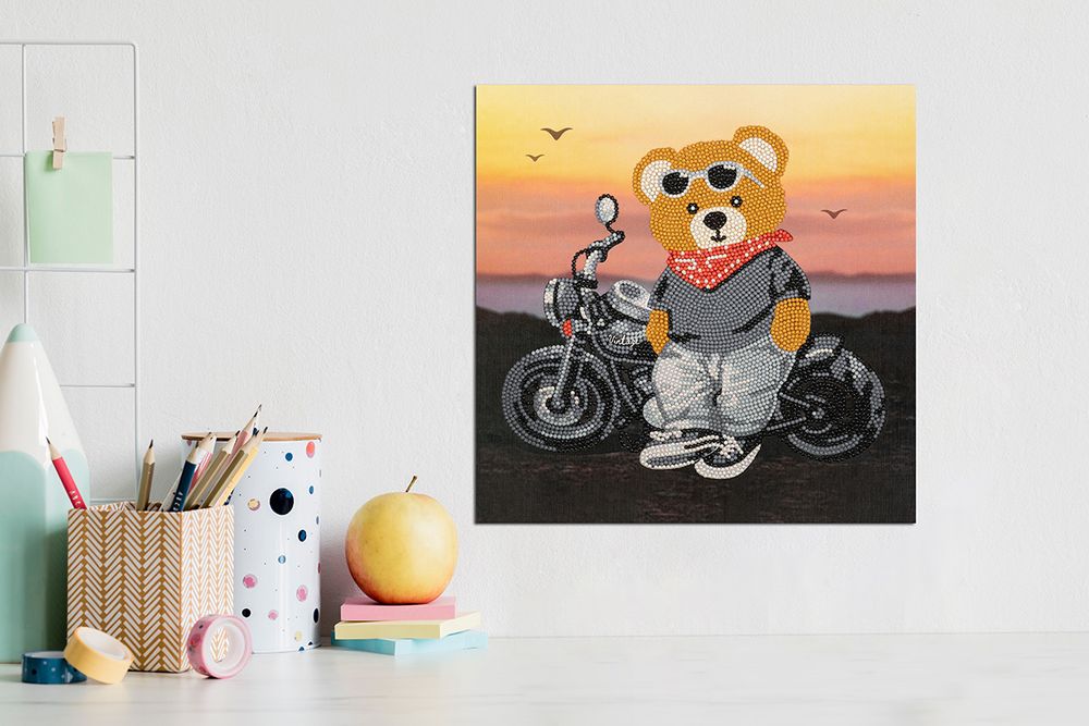 Алмазная (кристальная) мозаика Фрея, постер Мотоциклист, 30х30 см