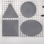 Набор заплаток пришивных из кожи, круг, квадрат, треугольник, овал 8см, с перфорацией, 4 шт (07 серый), 9743