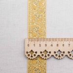 Лента (тесьма) жаккардовая 32.0 мм / 25±1 метров, с метанитом рис. 9842, желтый/золото, С3104Г17