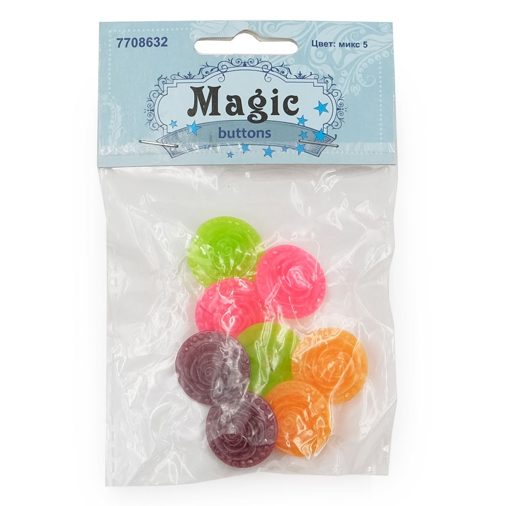 Украшения декоративные пуговицы Розочки, набор 4 цвета, 8 шт (микс 5)