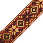 Лента (тесьма) жаккардовая 50.0 мм / 25±1 метров, рис. 9645, (2 красный/желтый/черный) С3379Г17