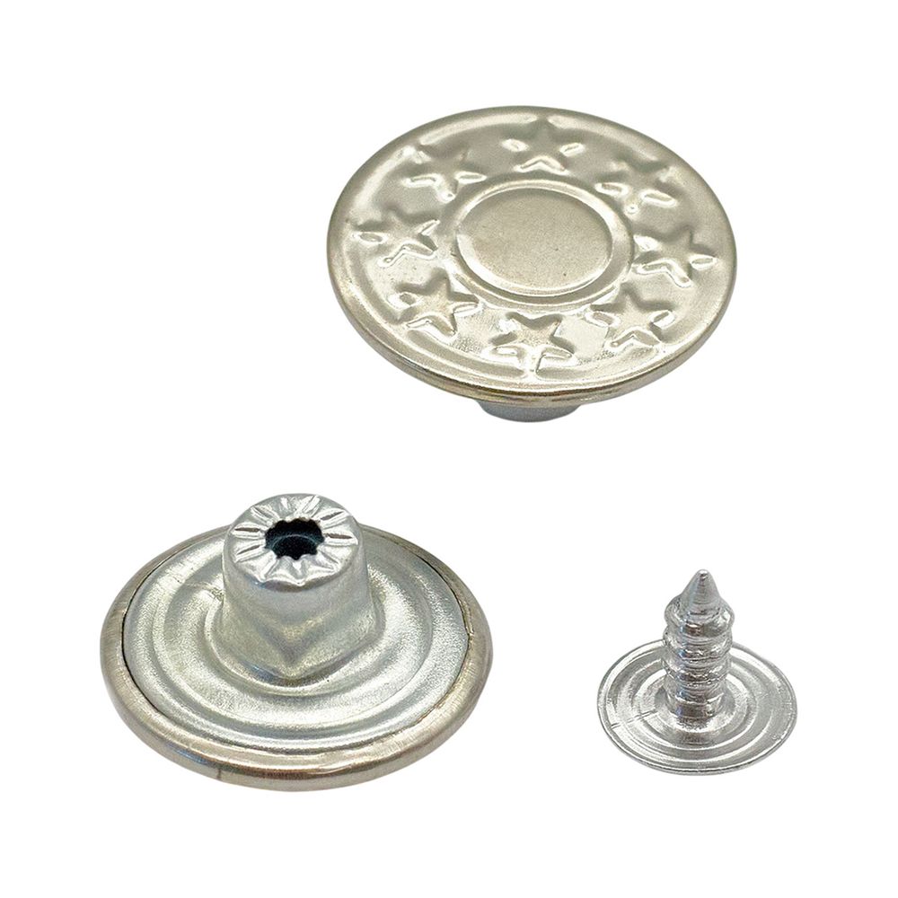 Пуговицы джинсовые ⌀17 мм, фиксированная ножка, сталь, 8 звезд, никель, 100 шт, New Star