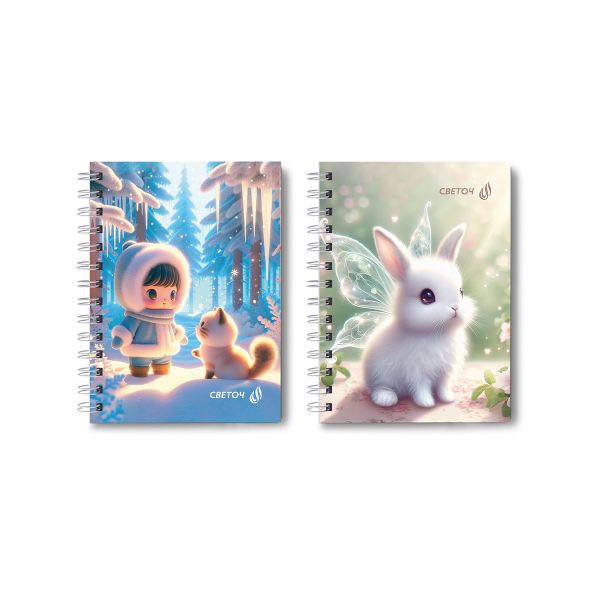 Записная книжка с твердым переплетом, глянцевая ламинация, на гребне A6 120 л. 4 шт клетка, Давай дружить 01597, ЗК226 Светоч