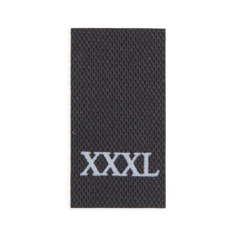 Этикетка-размерник 10х20мм, 100 шт/упак, черный фон/белый шрифт (MN) (XXXL)