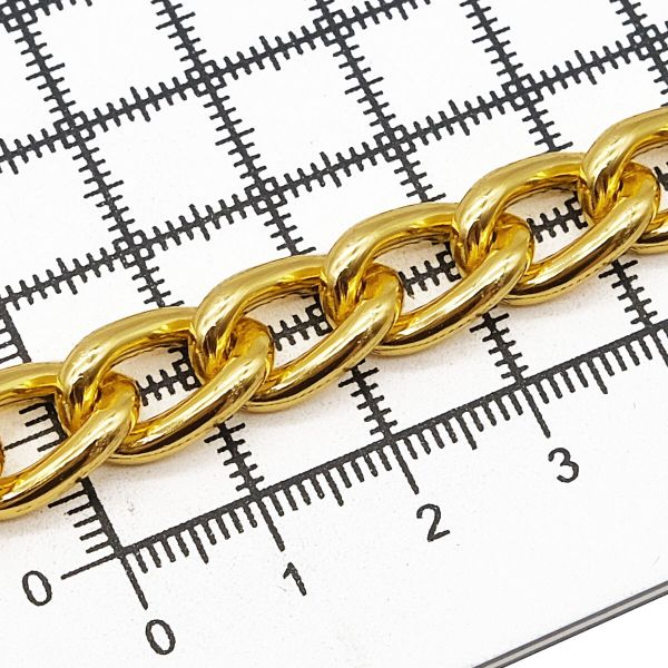 Цепь алюминиевая 15,3х10 мм, 10 м, золото