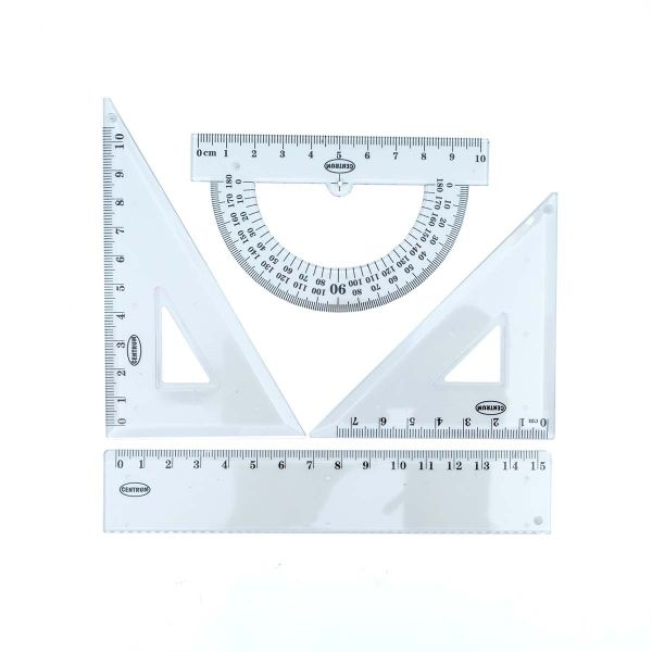 Набор линеек, линейка 15см, 2 треугольника, транспортир, 80949