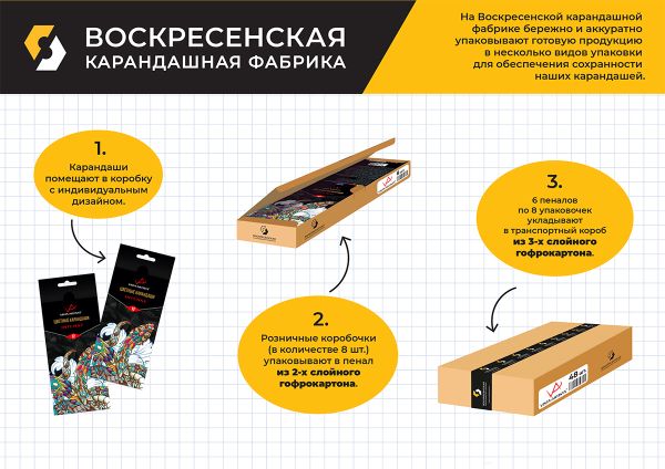 Цветные карандаши набор заточенный 8х12 цв, Vista-Artista Studio VACPS-12