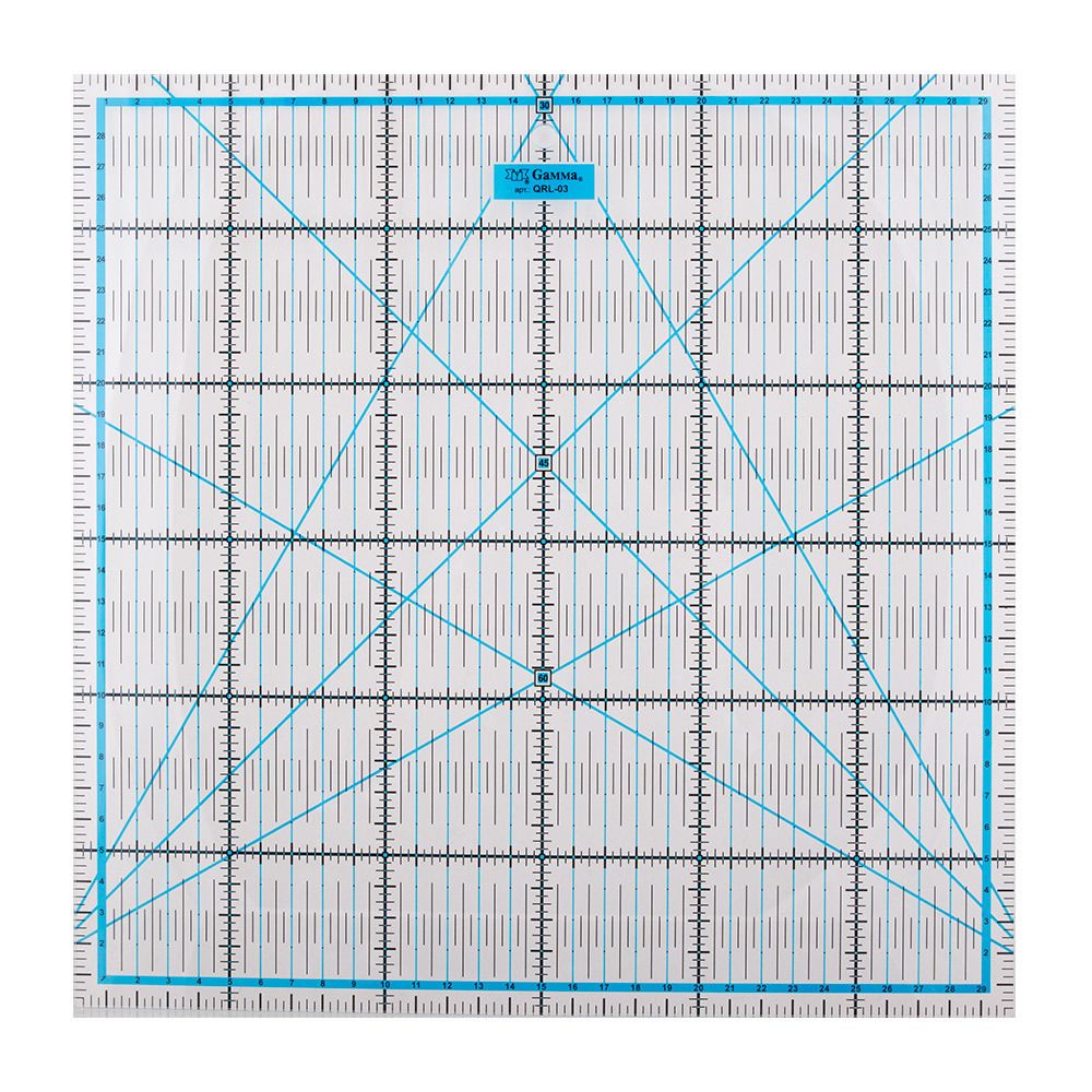 Линейка для пэчворка 30х30 см, пластик, Gamma QRL-03