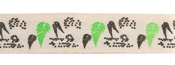 Лента хлопок с рисунком 16.0 мм / 5 шт по 3 метра, F14_099/090 Папоротник, CLP-162 Gamma