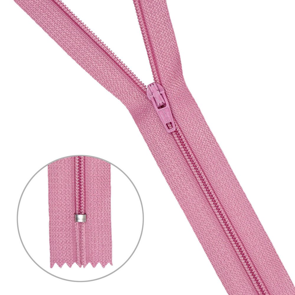 Молния спираль (витая) брючная Т3 (3 мм) 1 зам., н/раз., 20 см, автомат, чайн.роза авт. 20 см, ГР, 30124, 10 шт