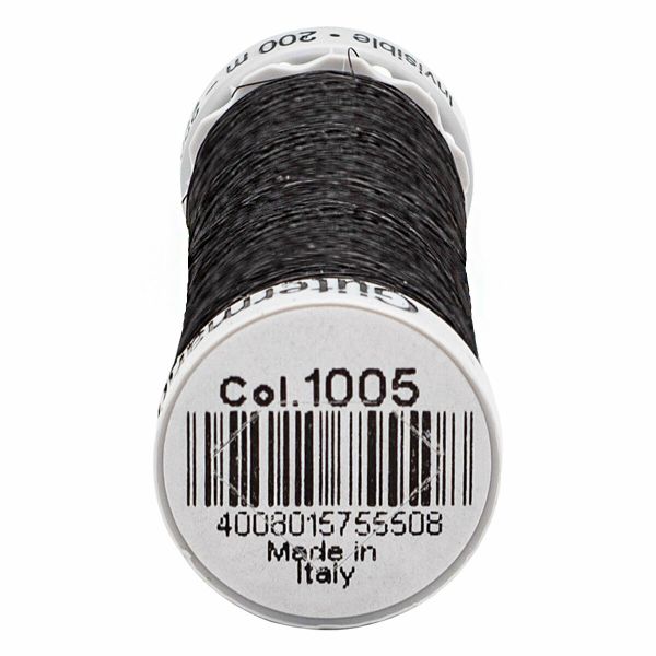 Особо тонкая мононить Gutermann Sulky Invisible, 200м, 1005 черный, 5 кат