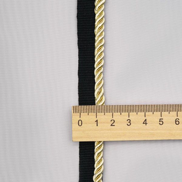 Кант витой 5 мм / 25 метров, черный/13 лимонный желтый, 3AR3294