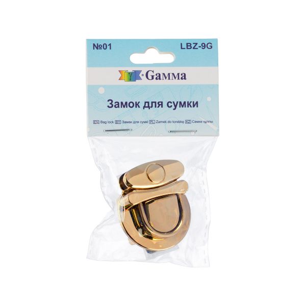 Замок для сумки 40х35 мм, 5 шт, золото, Gamma LBZ-9G