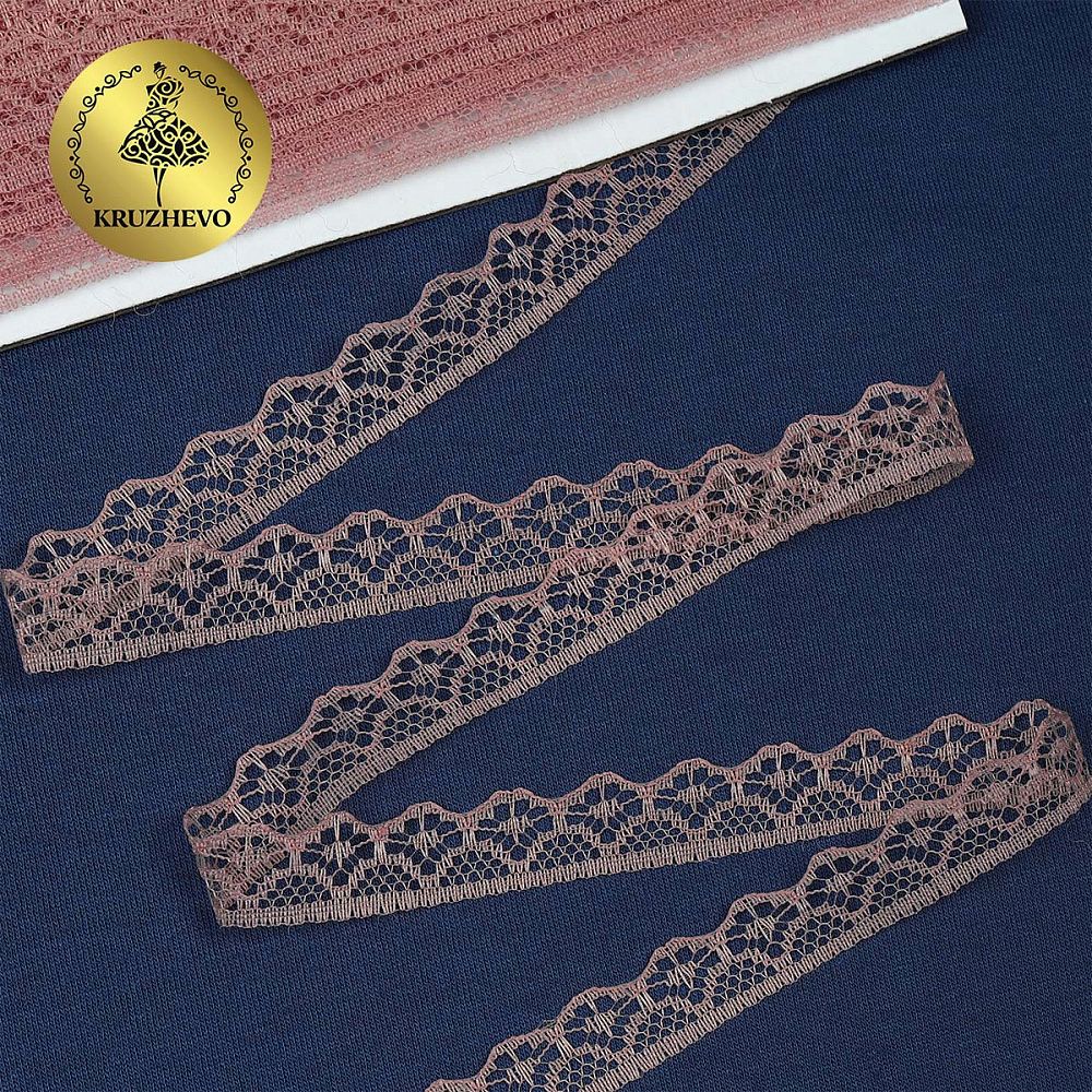 Кружево отделочное в стиле "трикотаж" 12 мм 150-2, цв.14 лиловый, 9.14м