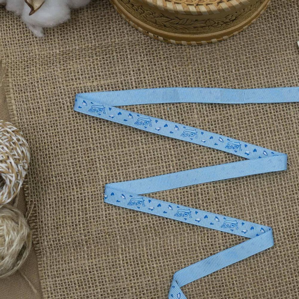 Лента репсовая (в рубчик) 10.0 мм, 3м, Love, голубой