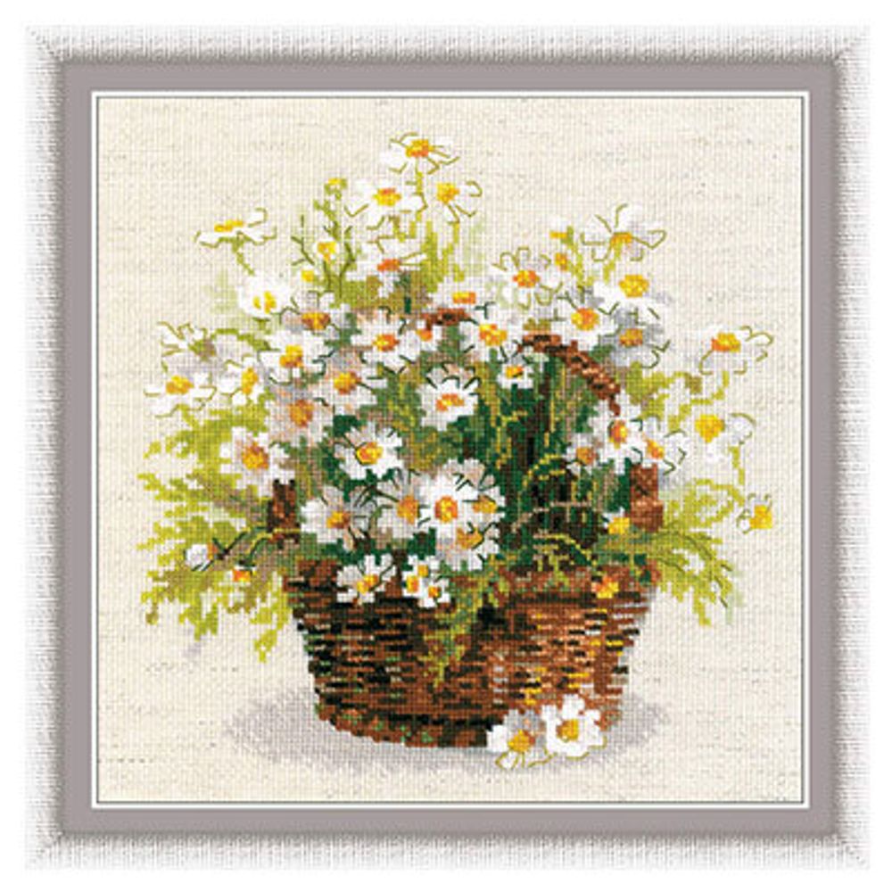 Набор для вышивания нитками Риолис, Русские ромашки, 25х25 см