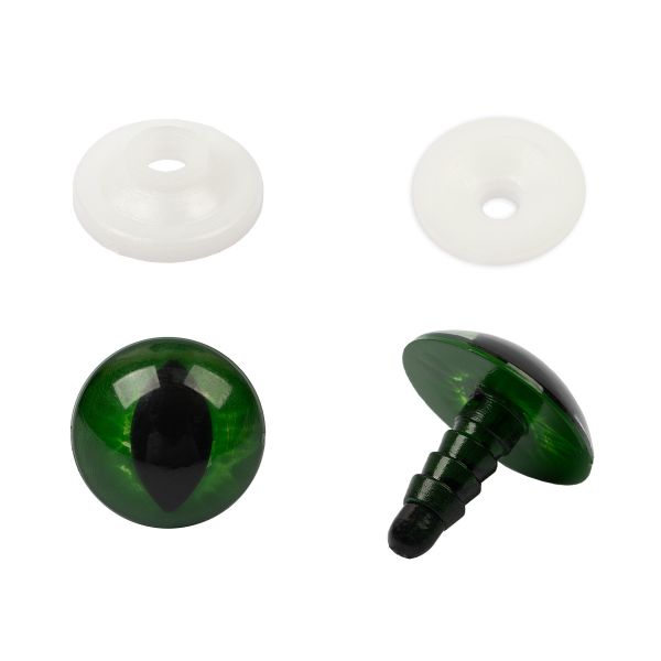 Глазки кукольные с кошачьим зрачком с фиксатором ⌀18 мм, 10 шт (5х2 шт), зеленый, HobbyBe PGAS-18
