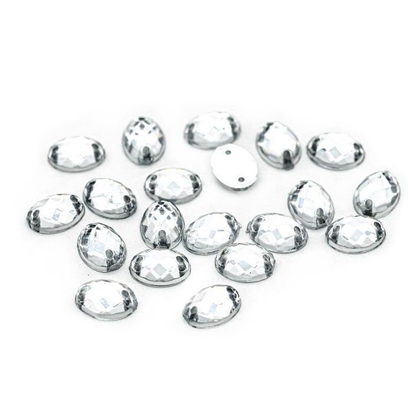 Стразы пришивные, акриловые, 6х8мм, 20 шт/упак (овальные) Astra&Craft (N38 прозрачный)