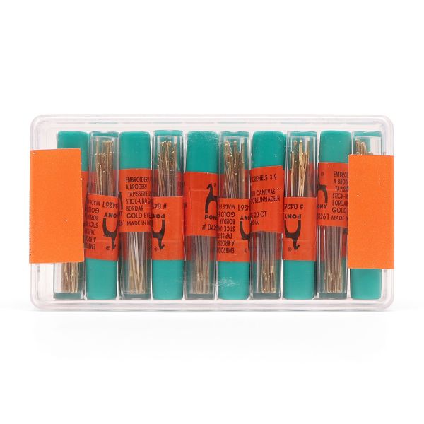 Иглы ручные для вышивания с золотым ушком 20 шт в тубе Crewels №3-9 PONY, 04261, 20 упак