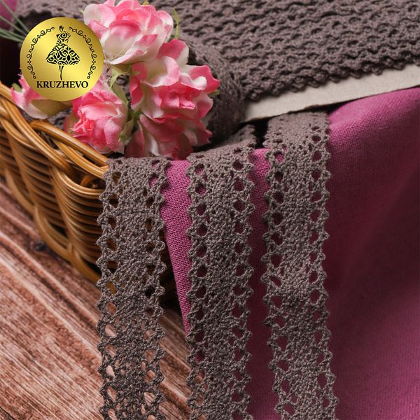 Кружево вязаное (тесьма) 20 мм / 10 метров, диз. 296, цв.21 какао, Kruzhevo