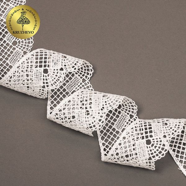 Кружево гипюр (плетёное) 45 мм, TBY.8540E, теплый белый, 13.71м, Kruzhevo