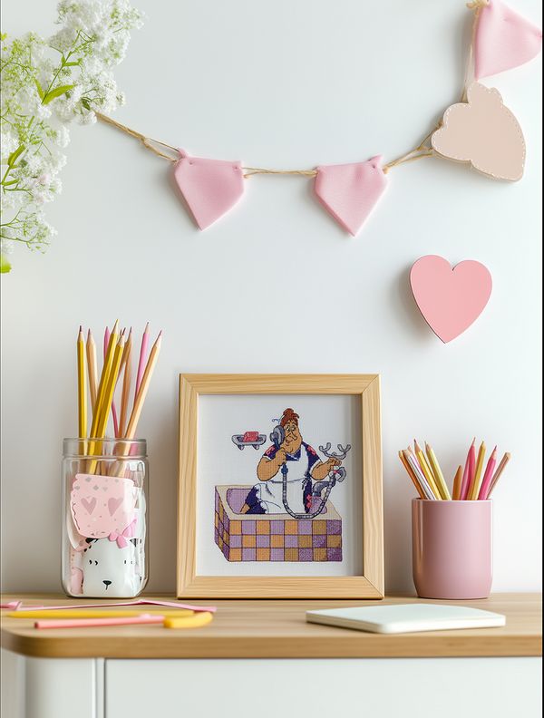 Набор для вышивания нитками Klart, Союзмультфильм. Фрекен Бок, 18х16.5 см