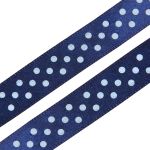Лента атласная в горошек 15.0 мм / 3 метра, т.синий, Globus
