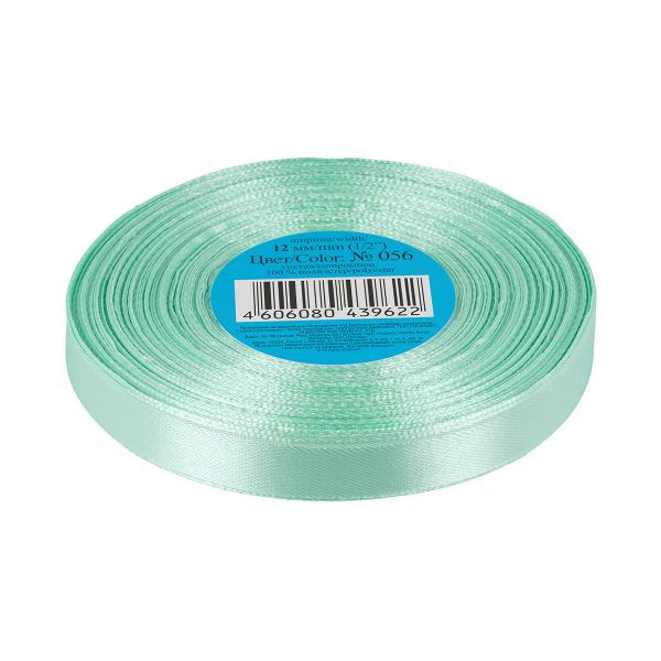 Лента атласная 1-сторонняя 12.0 мм / 33±2 метра, 056 серо-зеленый, Gamma