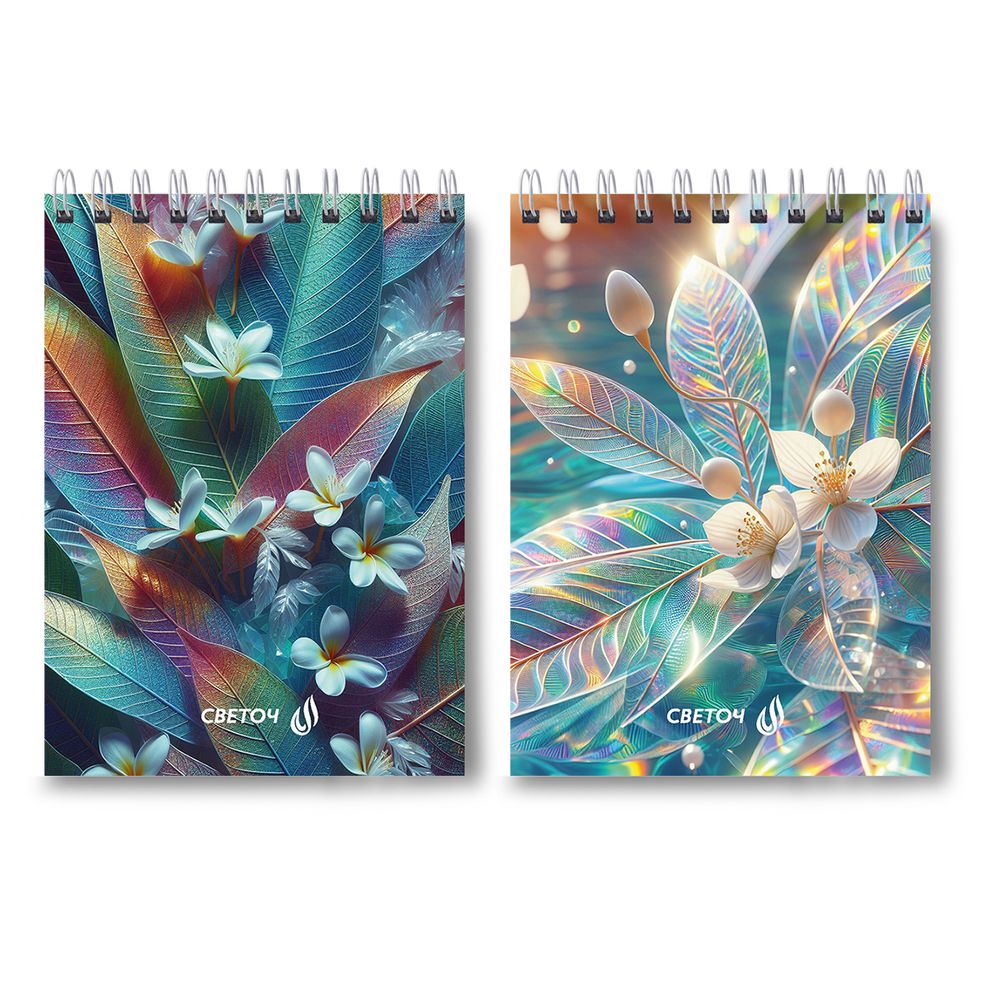 Блокнот на гребне, выборочный лак, A6 80 л., 4 шт, клетка, Во всей красе 01202, Светоч Б122