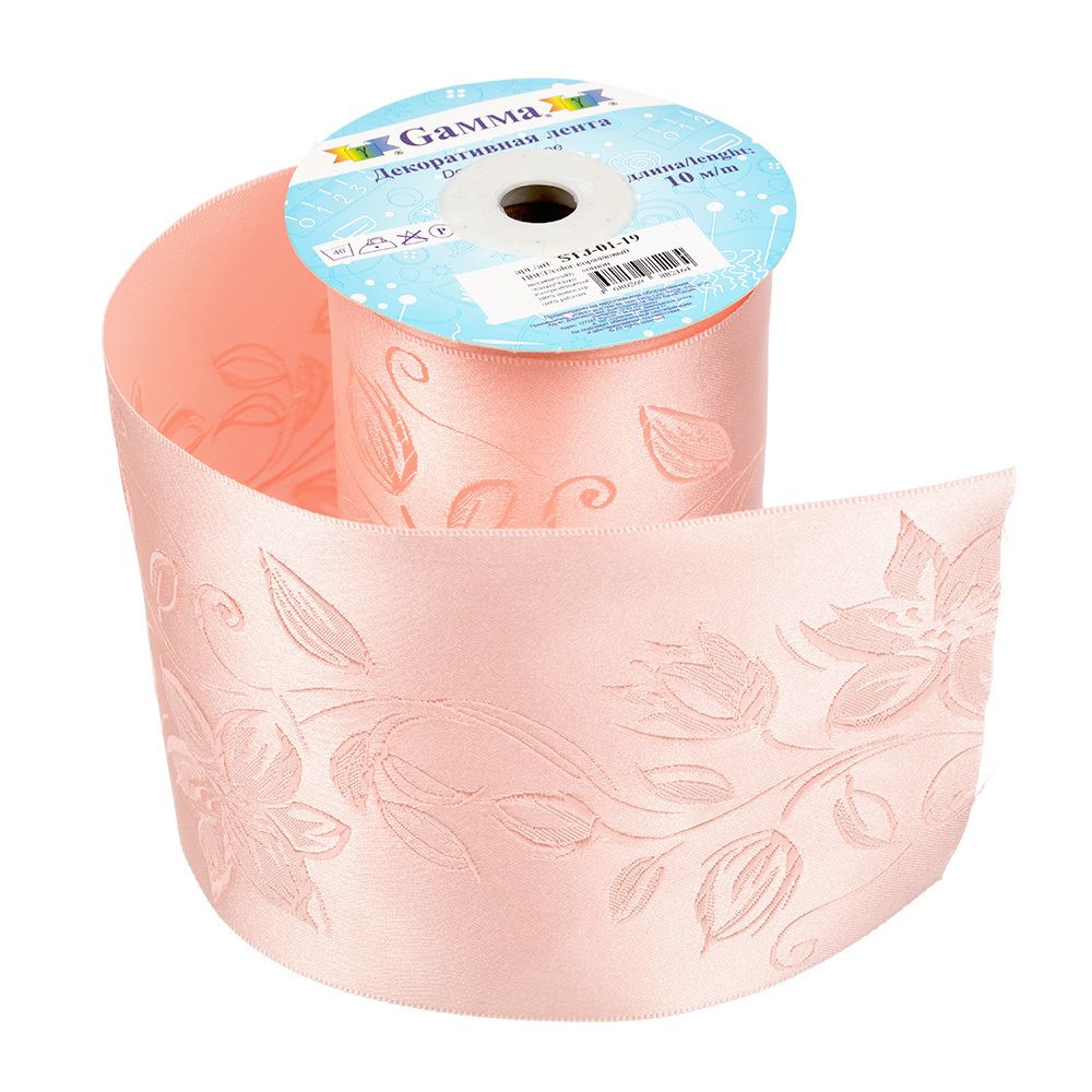 Лента (тесьма) жаккардовая 90.0 мм / 10±0.5 метров, коралловый, Gamma STJ-01-19