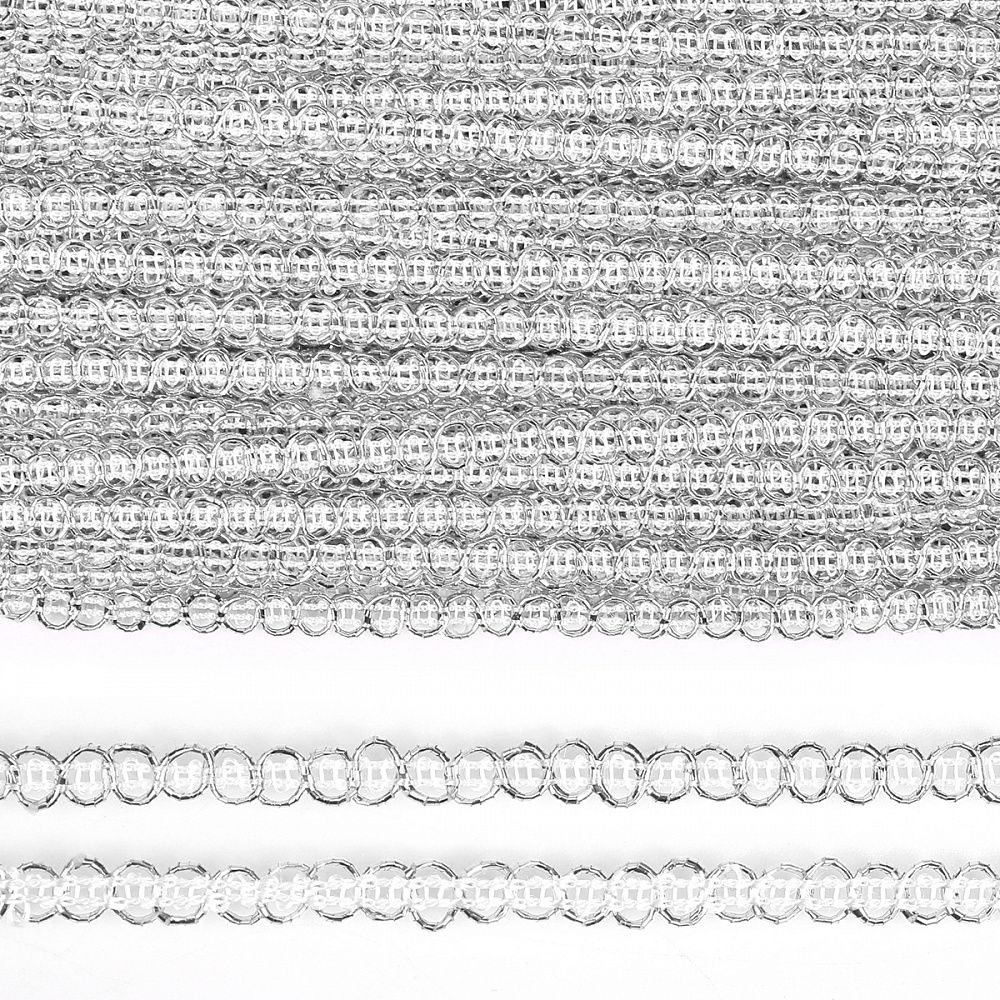 Тесьма отделочная 5 мм, 919 цв.серебро уп.45.7м