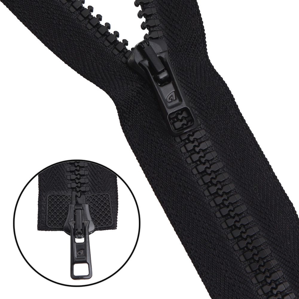 Молния трактор Arta Т6 (6 мм) 2 зам., разъем., 75 см, цв. 077 черный, уп.5 шт