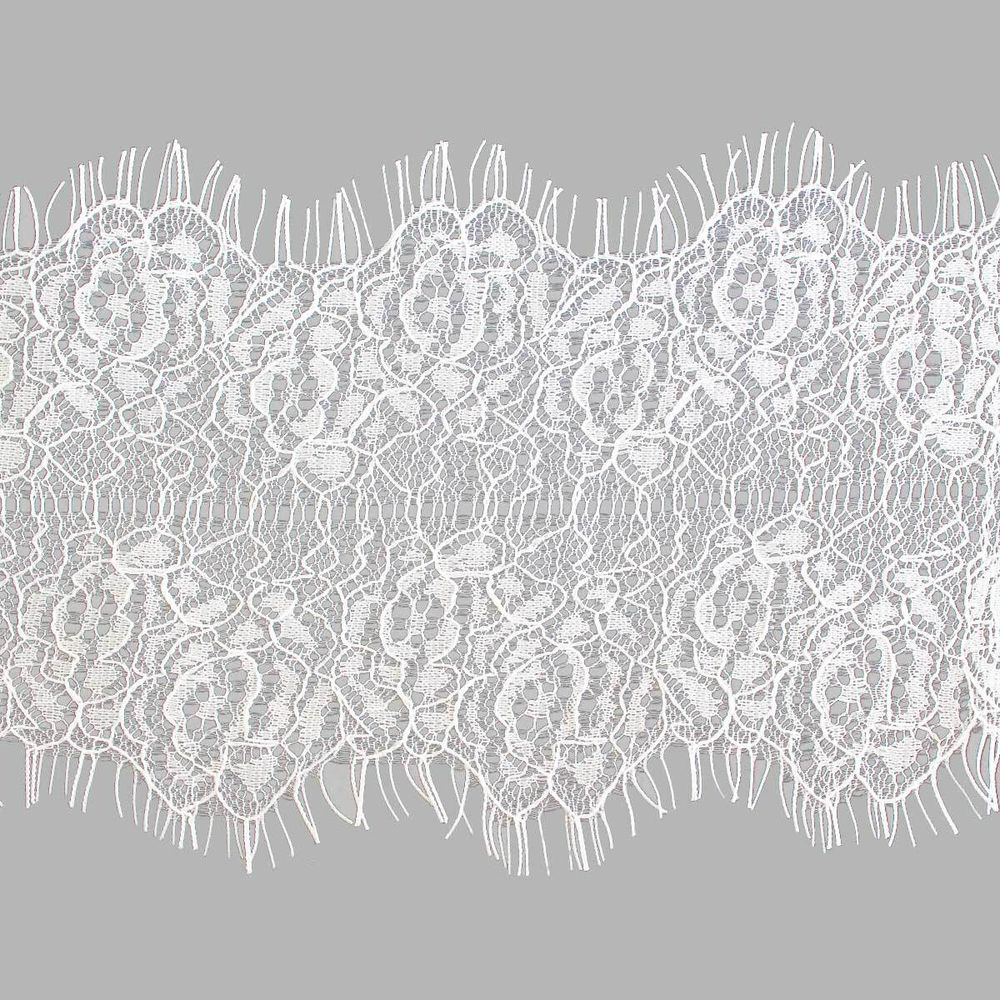 Кружево шантильи (реснички) на сетке 95 мм, белый, 3 метра Кружево шантильи (реснички) на сетке 95 мм, белый, 3 метра