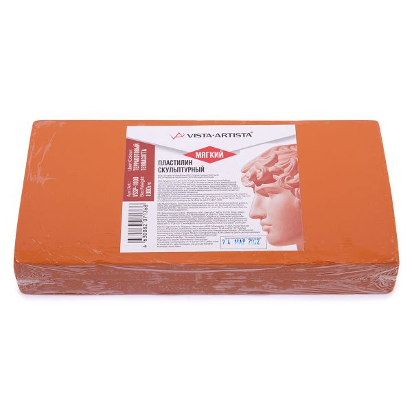 Пластилин скульптурный 1 кг, 9 терракотовый мягкий, VSSP-1000 Vista-Artista Studio