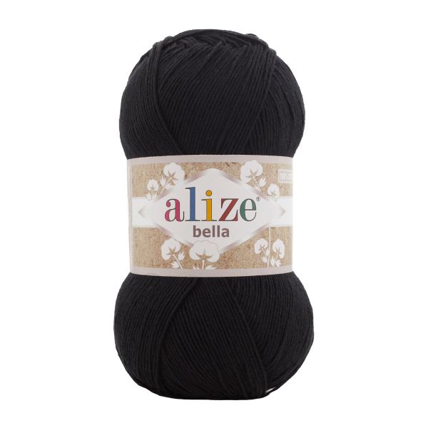 Пряжа Alize (Ализе) Bella 100 / уп.5 мот. по 100 г, 360м, 060 черный A