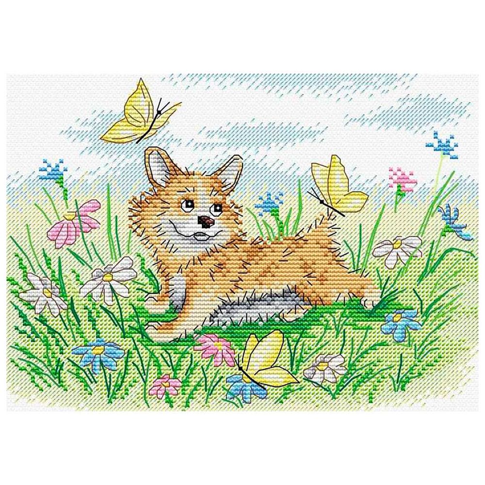 Набор для вышивания нитками МП Студия, На солнечной лужайке 21х16см