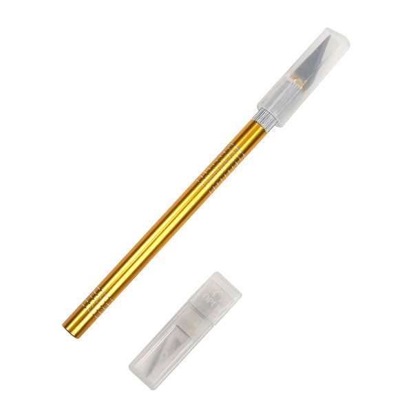 Нож макетный цанговый, медь + 5 лезвий цв. ассорти