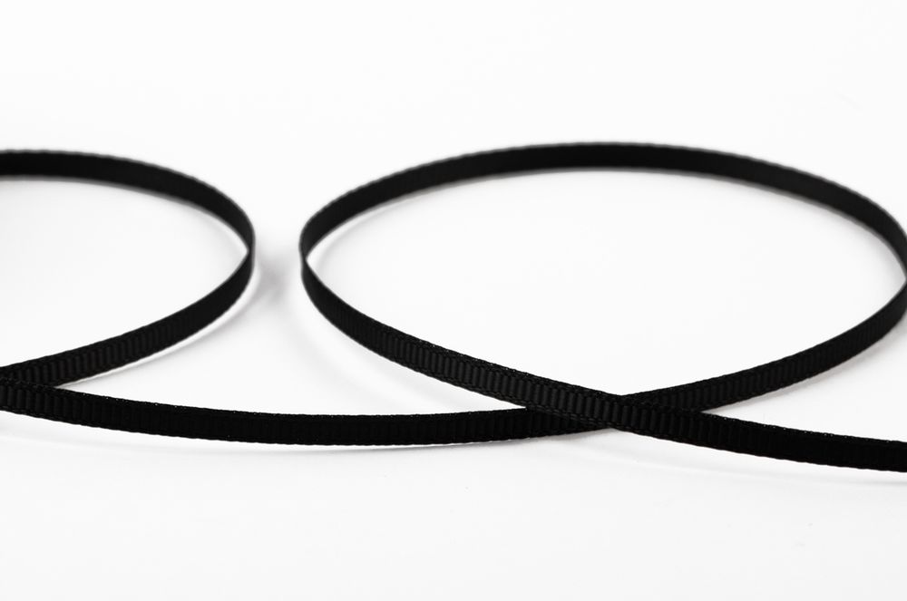 Лента репсовая (в рубчик) 3.0 мм / 91.44 метра, 123 черный, Gamma GR-03