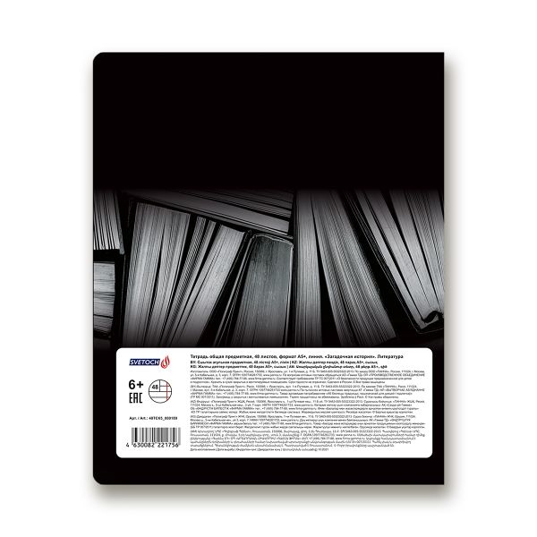 Тетрадь предметная Загадочная история A5+ 48 л. на скобе, белизна 100%, 10 шт, линия, 48ТСК5/000189 Литература, Светоч