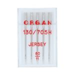 Иглы для швейных машин для джерси 130/705 Н, №80, 5 игл, в пенале 5205080 80, ORGAN