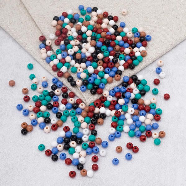 Бусины пластик ⌀6 мм, 50 г, микс цвета, круглые, Astra&Craft (микс), 1AL121-1