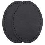 Заплатки пришивные из кожи, овал 6х8,2см с перфорацией, 2 шт, 100% кожа, 01 черный, 9114