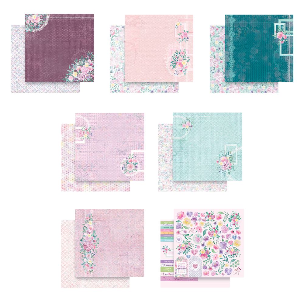 Набор бумаги для скрапбукинга 190 г/м², 30.5х30.5 см, 7 л, 04 В расцвете, Mr.Painter PSR-L26