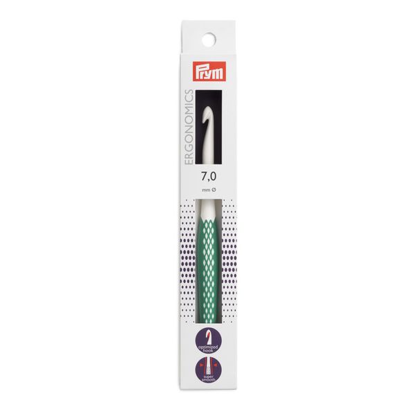 Крючок для вязания ⌀7.0 мм, 17 см, темно-зеленый, Prym Ergonomics 218489