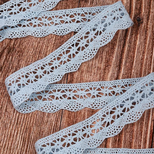 Кружево вязаное (тесьма) 27 мм / 10 метров, хлопок, TBY.1005, F183 голубой